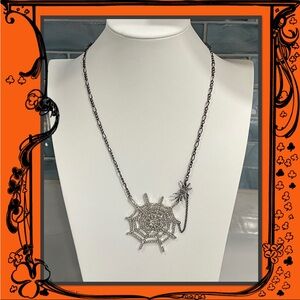 Betsey Johnson Crystal Spider Web Necklace NWT
